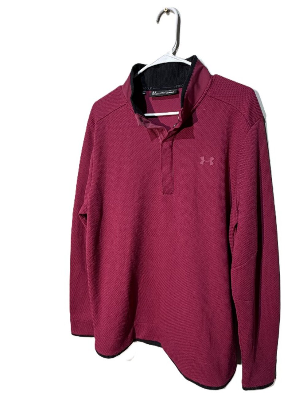 Under Armour Golf Pullover Mens XL Maroon ColdGear 1/4 Snap Loose Fit Mock Neck